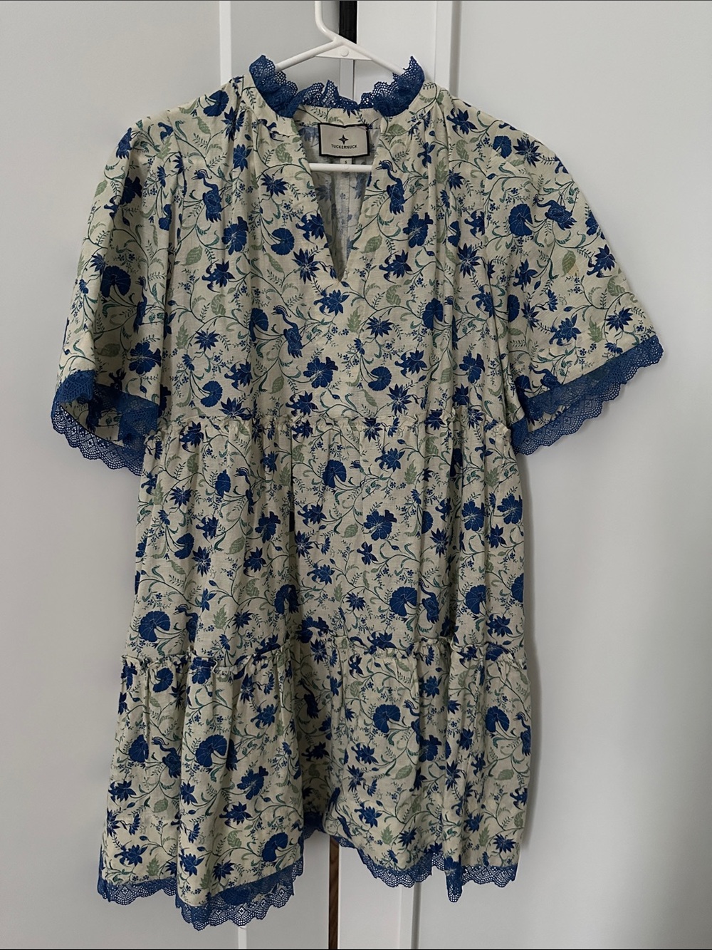 Tuckernuck Bluebird Melody Crawford Dress with Lace Trim - Picture 1 of 6
